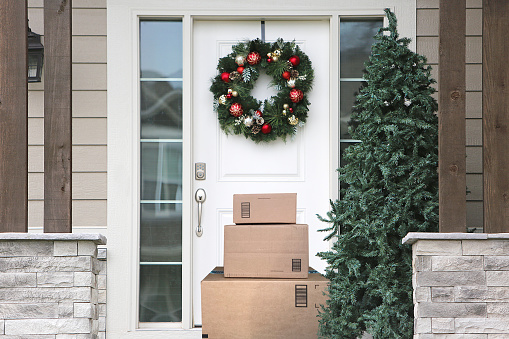 packages on front porch of house